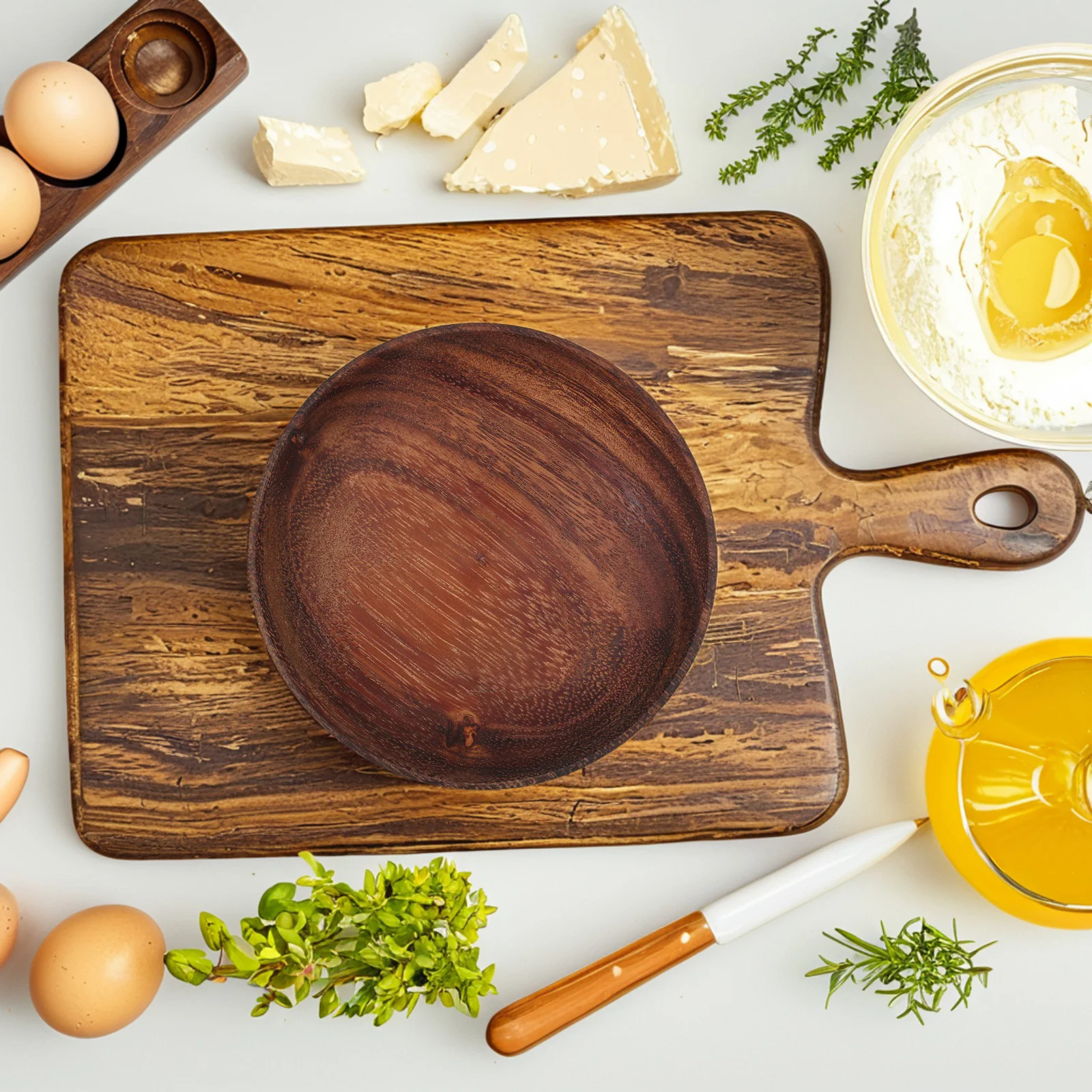 

Small Round Acacia Wood Fruit Plate Multifunctional Wooden Dish for Serving Snacks Condiments Side Dishes Elegant Crafted