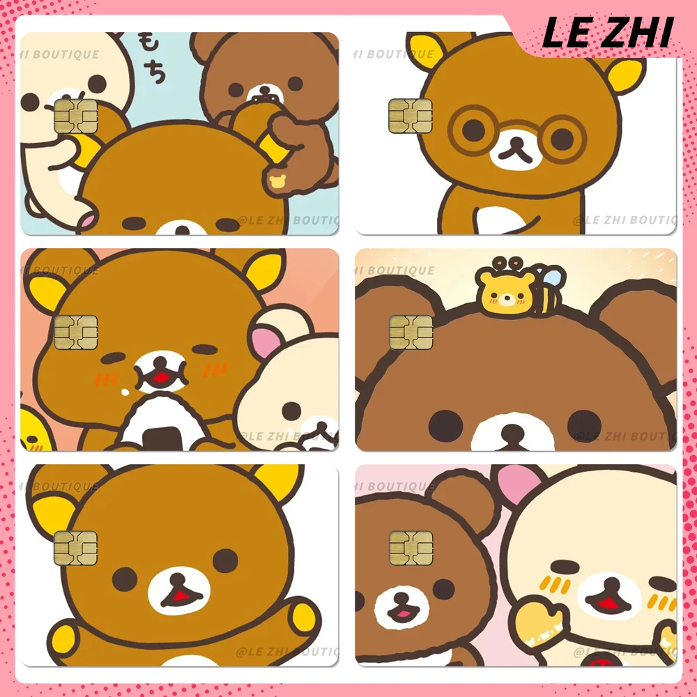 Sweet Lovely Anime Credit Card Skin Diy Waterproof Stickers Cartoon Rilakkuma Shining Love Star Protective Cover Film Sticker