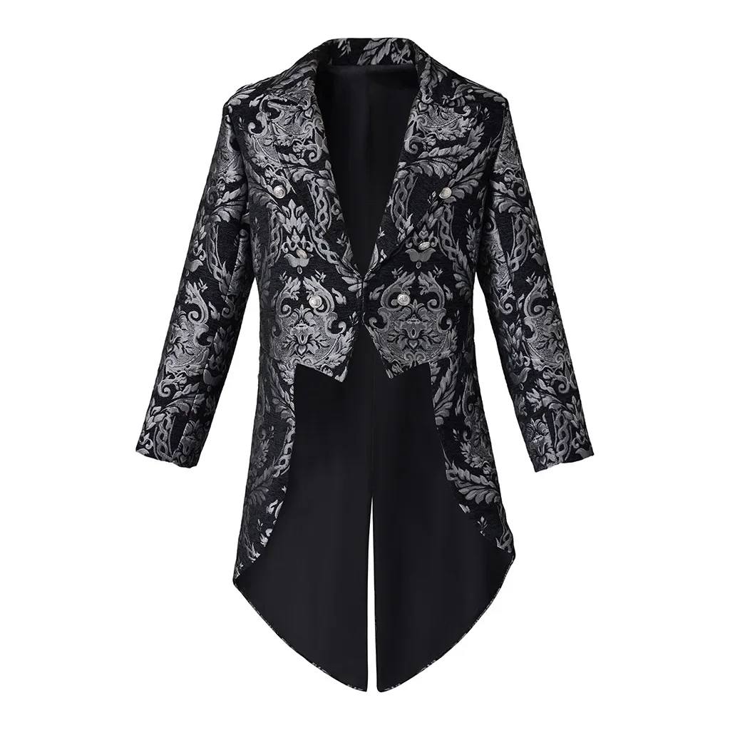 

Punk Outerwear Medieval Man Trench Coat Black Men's Jacket Steampunk Windbreaker Gothic Clothing Halloween Costume