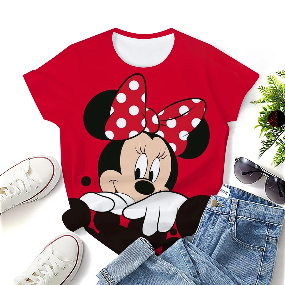 

Disney Fashion Women's T Shirt Mickey Mouse Clothing O-neck Tops Pullover 3D Print Short Sleeve Tees Loose Streetwear Summer