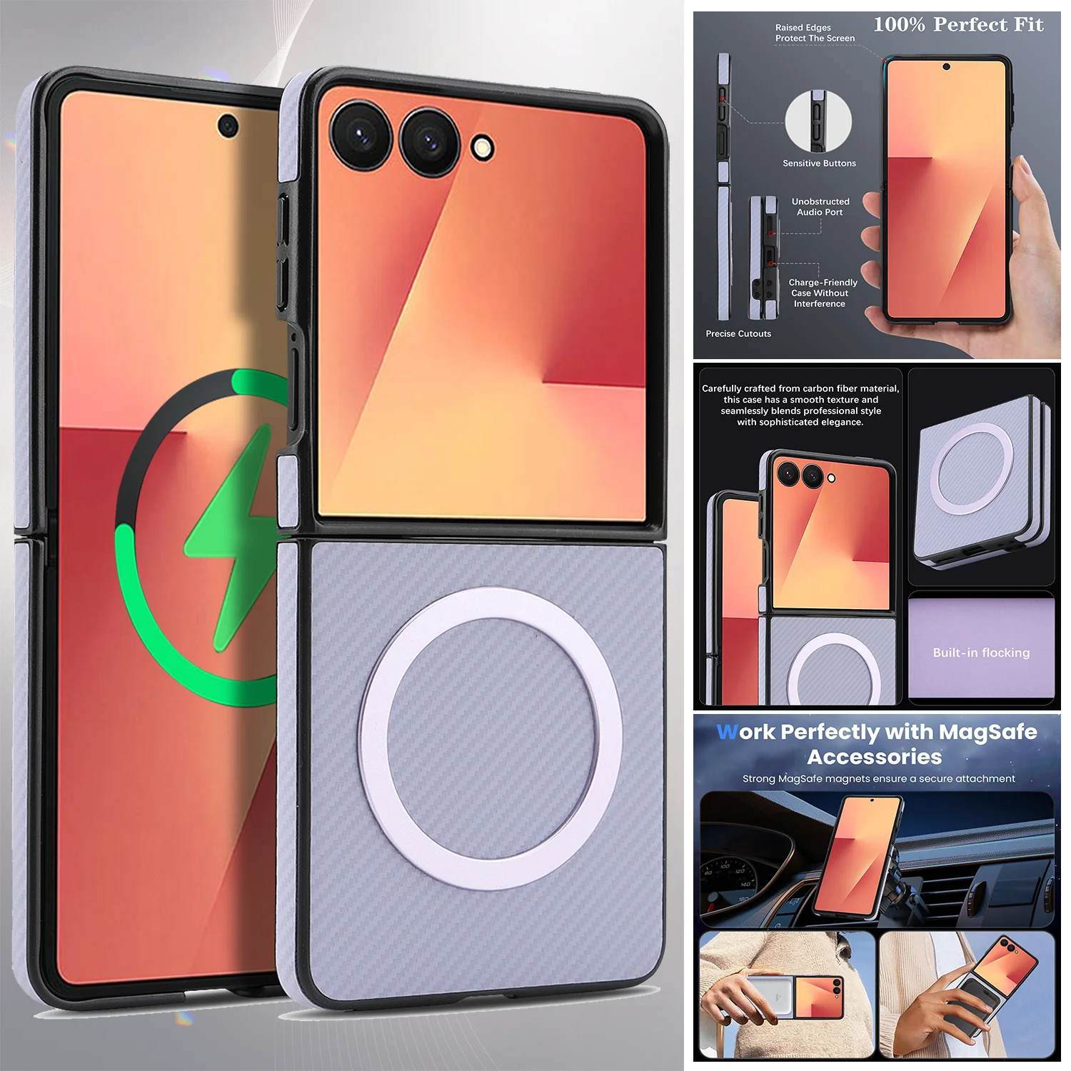 الفاخرة رقيقة جدا ألياف الكربون الجلود قضية الهاتف لسامسونج غالاكسي Z فليب 7 6 5 4 3 Flip7 FE الأعمال المغناطيسي Magsafe غطاء