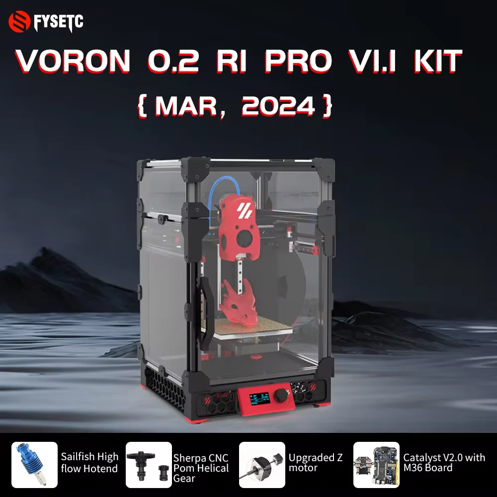 

FYSETC Voron 0.2 R1 V1.1 Pro Corexy 3d Printer Upgraded Kit with Catalyst Kit V2.0 and M36 Motherboard Sailfish High flow Hotend