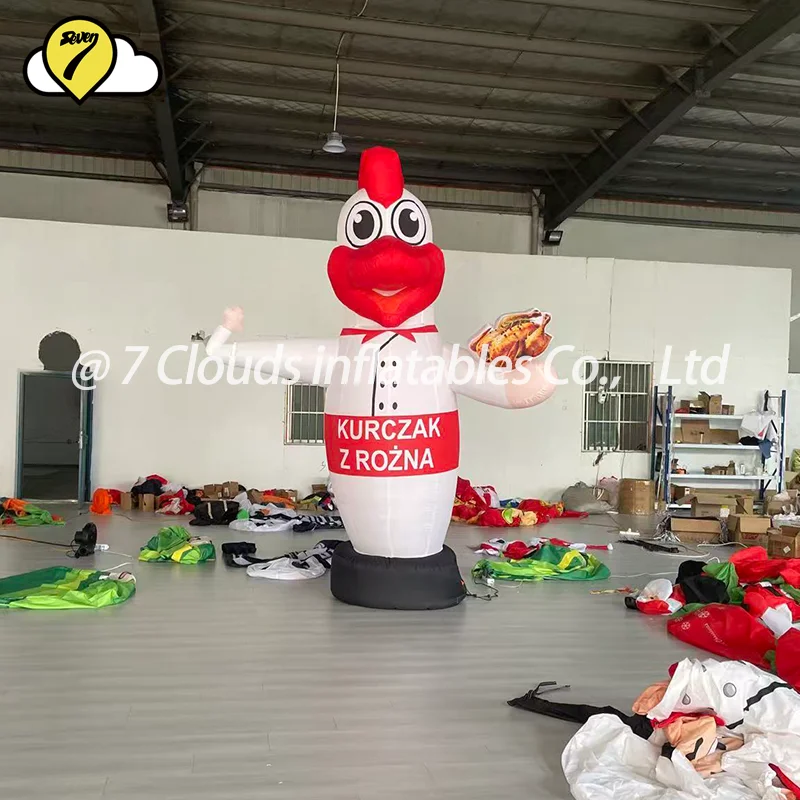 3M Customized Mascot Inflatable Chicken Chef Air Dancer Sky with Blower Inflatable Advertising Decoration Fast Food Restaurant
