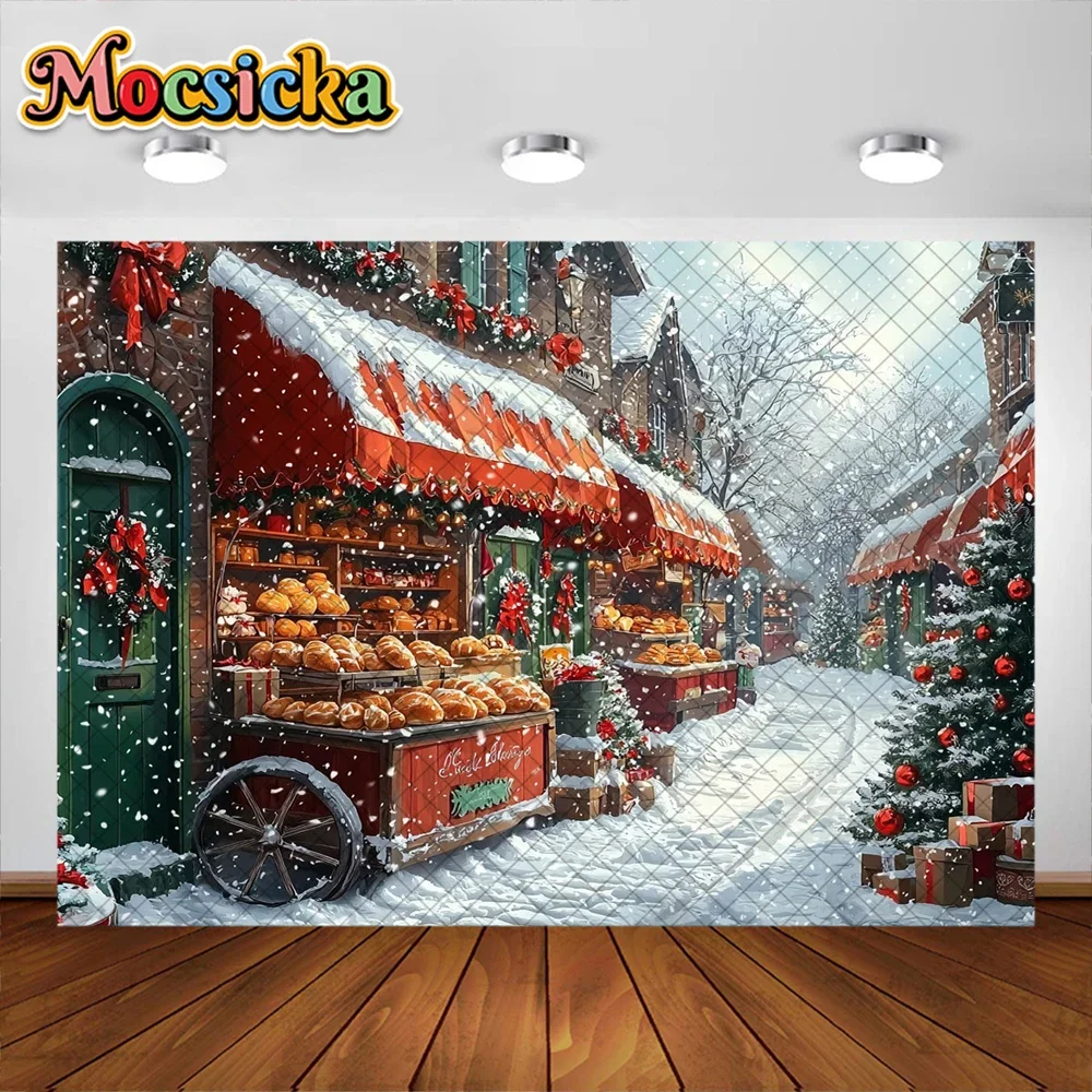 Mocsicka Photography Background Winter Christmas Snow Decoration Children Holiday Portrait Photo Backdrops Studio Props