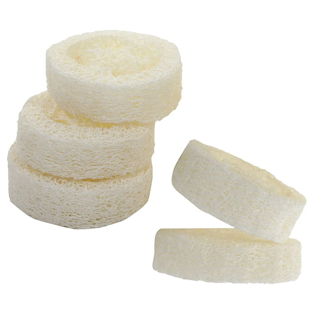 5 Pcs Bath Wipe Brush Net Cleaner Cleaning Sponges Soap Holder Natural Loofah Dish Washing Cuts Base Container Travel