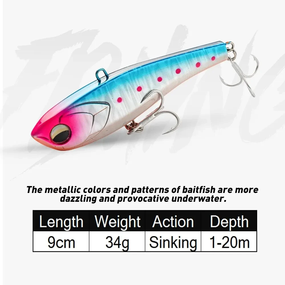 Ice Fishing Lure VIB Lures 9cm 34g Sinking Vibration Rattling High Pitch High Quality Laser Pesca Bass Tuna High Quality