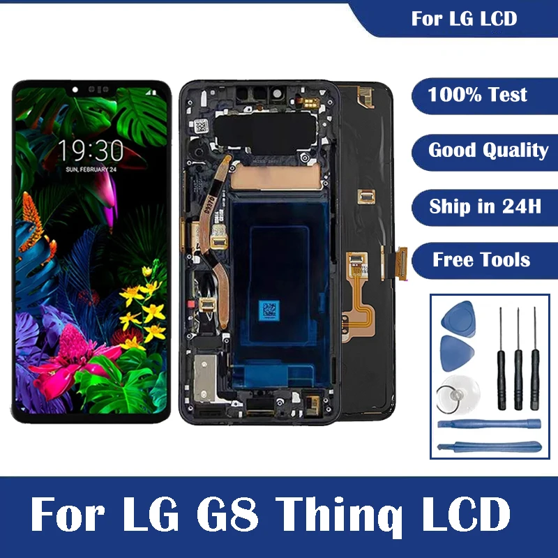 Super AMOLED For LG G8S ThinQ LM-G810 LMG810 LMG810EAW LCD Display Touch Screen Assembly For LG G8 G8X V50S LCD Replacement