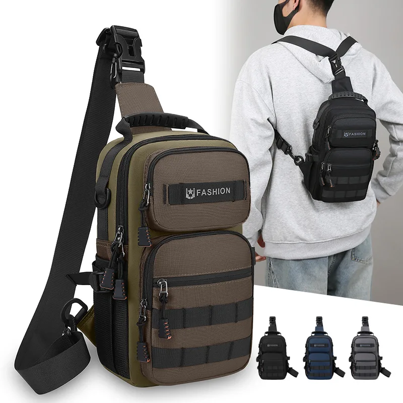 

Men's multi-pocket portable chest bag outdoor tactical multi-function waterproof and wear-resistant shoulder crossbody bag