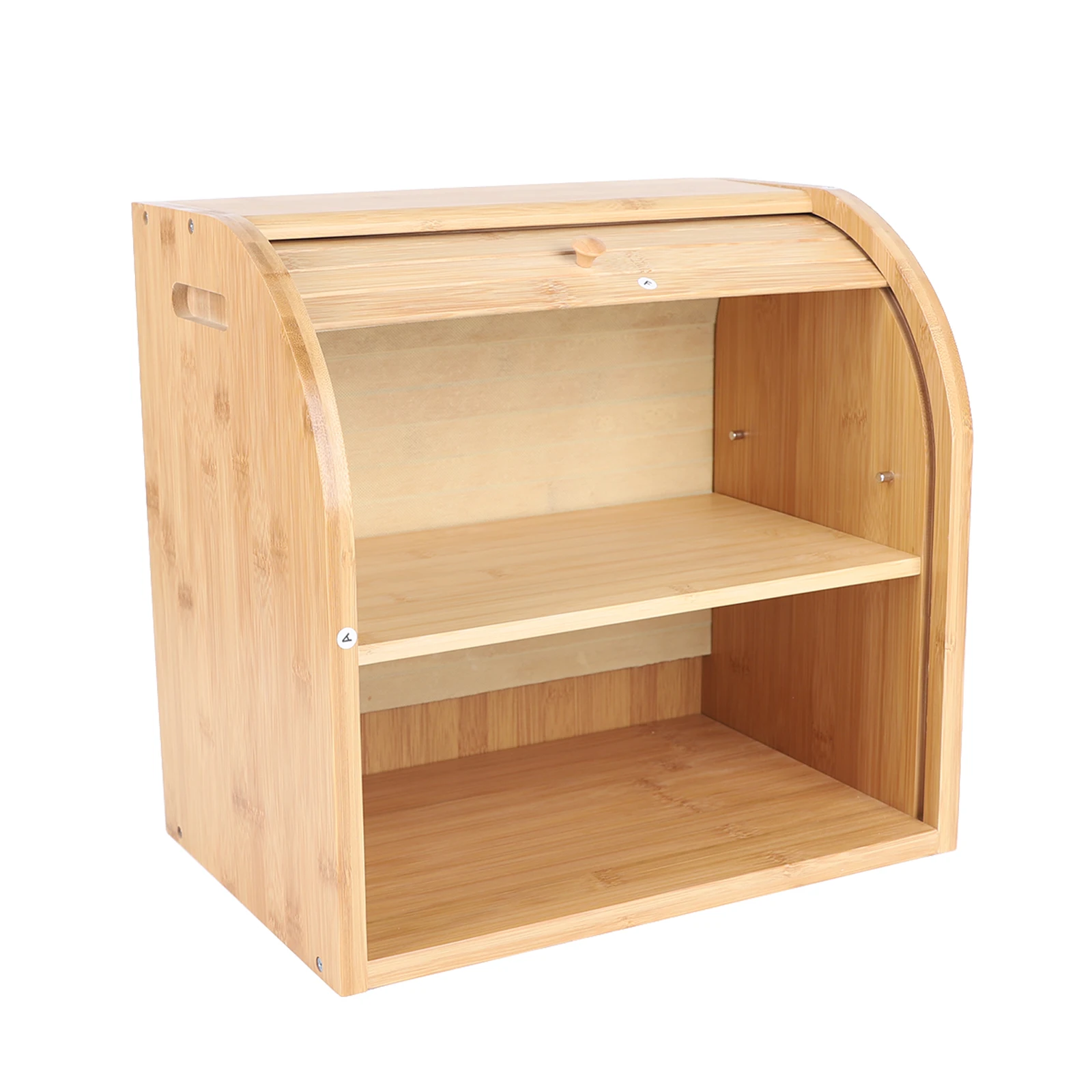 Wooden Bread Box Multi Use Bamboo Bread Storage Container Countertop Wooden Bread Food Organizer Dispenser Holder For Kitchen