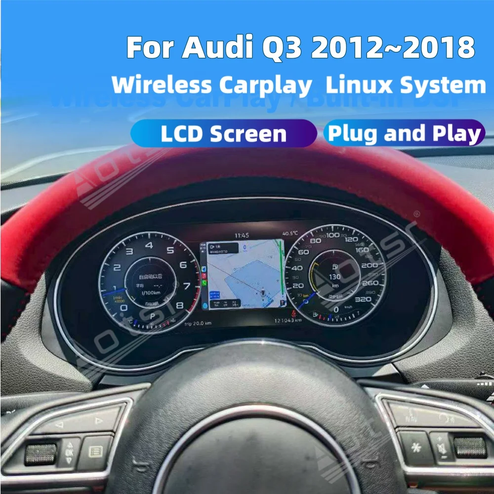 

For Audi Q3 2012~2018 Wireless carplay Speed Meter LCD Cluster Instrument Panel Multimedia Player Dashboard