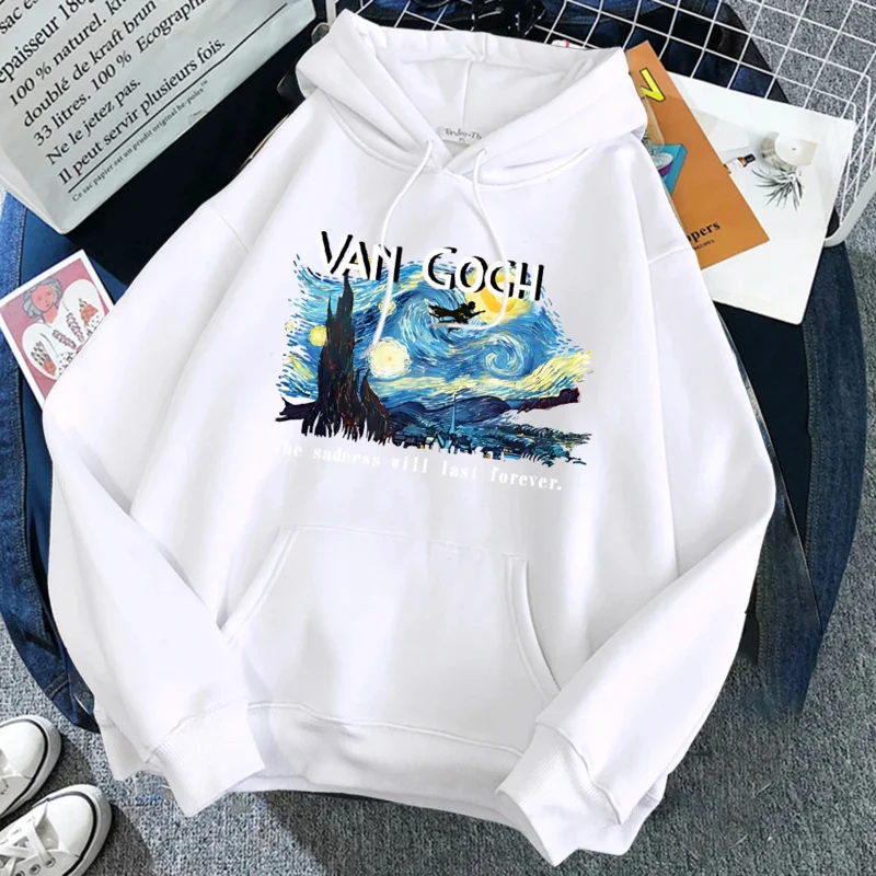 فان جوخ الحزن سوف تستمر إلى الأبد طباعة الرجال هوديس Harajuku Crewneck هوديي موضة كبيرة الحجم هودي مريحة رياضية #6