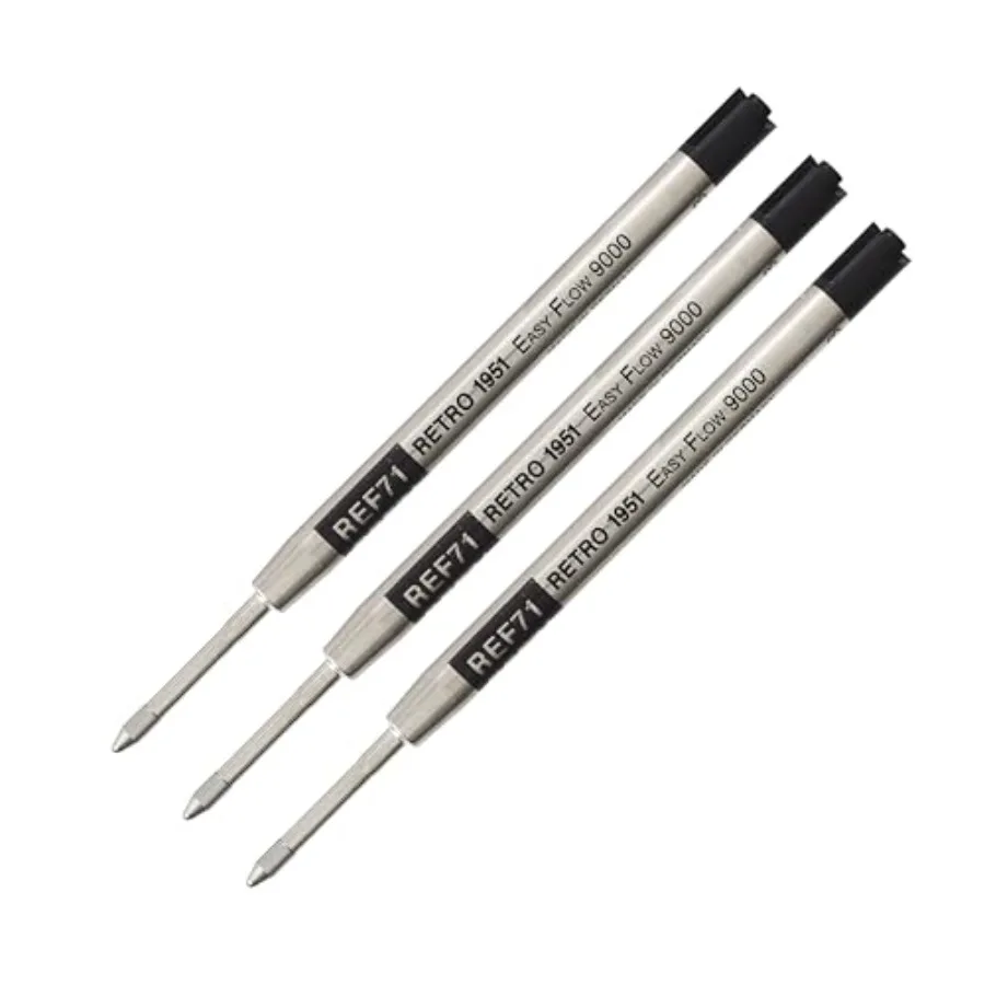 Easy Flow 9000 Ballpoint Refills, Black Ink, 3-Pack German Engineered for Smooth Writing, Compatible with Tornado Pens