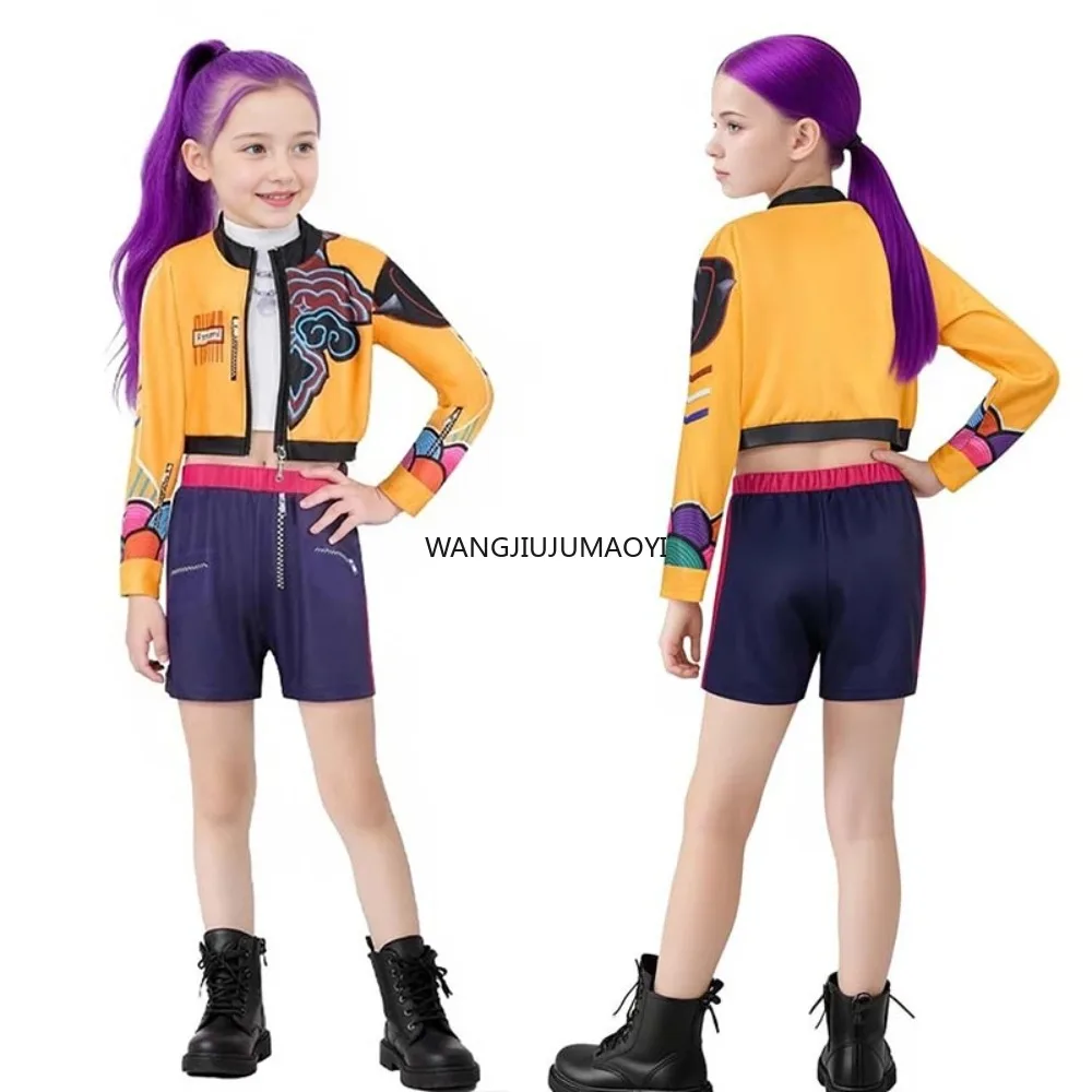 مجموعة أزياء K-pop Hunter Witch تحت عنوان أداء المسرح تتضمن سترة وربطة عنق وتنورة وشعر مستعار مطابق لحفلات الهالوين