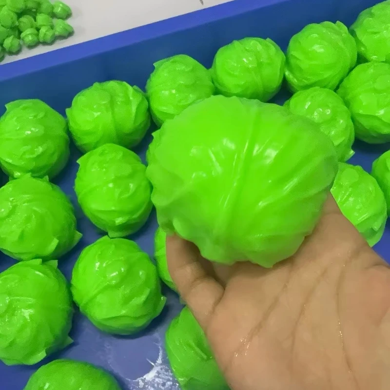 Handmade Crispy Green Cabbage Bok Choy Stress Ball Squeeze Toy Squishy Fidget Ball Round Blocks Asmr Sensory Stress Relief Toy