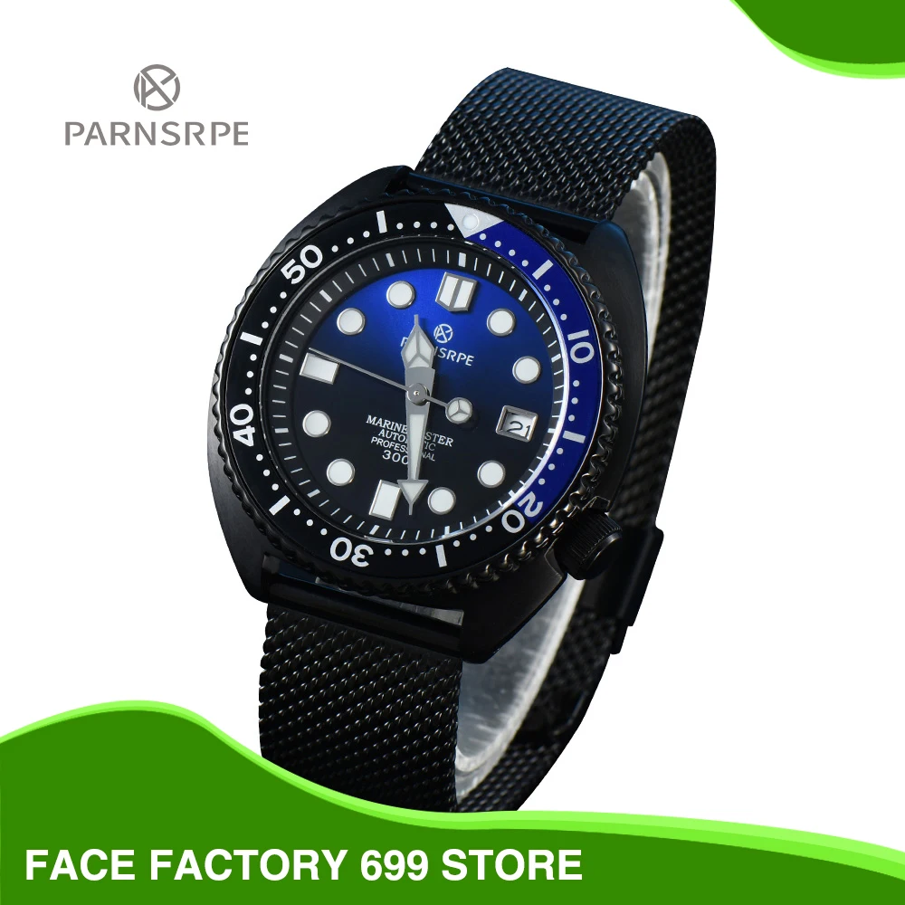 

PARNSRPE - Luxury Automatic Mechanical Men's Watch Japan NH35A Sapphire Glass Black PVD Big Abalone Diver Watch