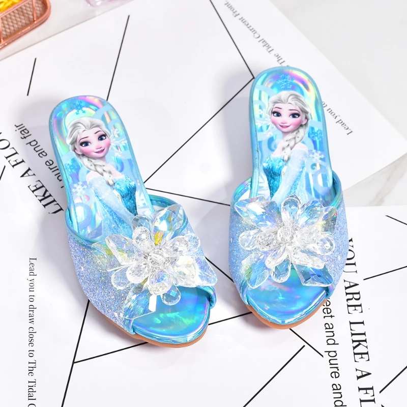 

Frozen Elsa Princess Heels, Girls Sparkling Crystal Party Shoes Summer Dress-Up Footwear for Kids New Arrival