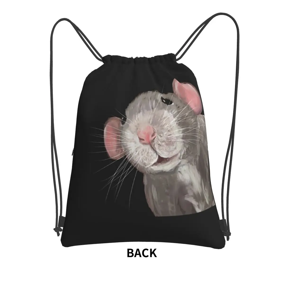 The Peeking Rat (Grey Black) Backpacks Fashion Drawstring Bundle Pocket Sports Bag Book Bags for Man Woman School