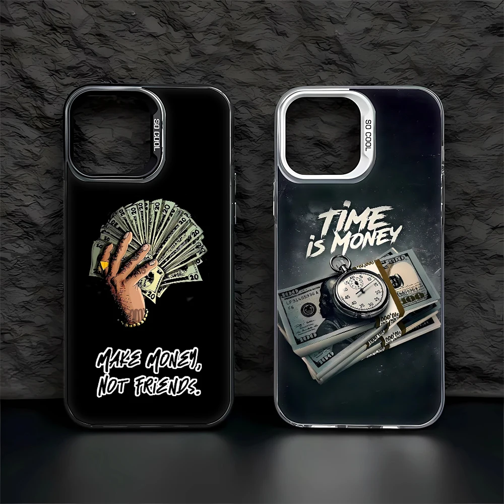 الوقت هو المال الدولار النقدية حالة الهاتف آيفون 16 16E 15 14 13 12 11 برو Xs ماكس ميني زائد Celulares الصلب فوندا