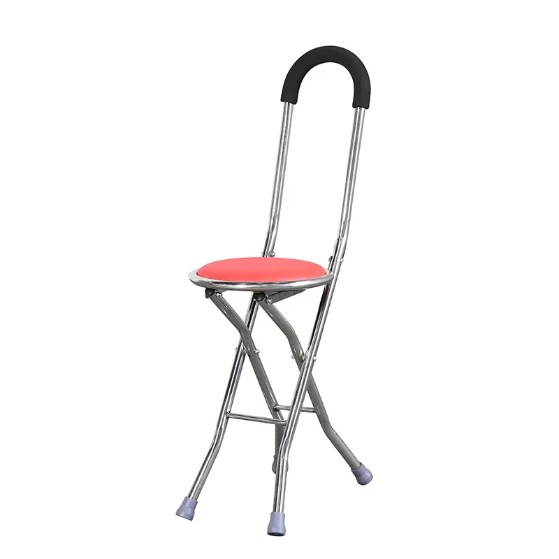 

Foldable stainless steel four-legged cane stool for the elderly with crutches non-slip cane chair