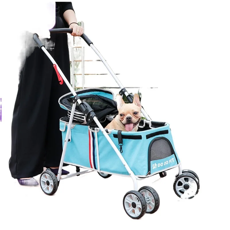 Pet stroller Teddy Corgi puppy outing Trolley Cat travel trolley folding dog walking car factory customization