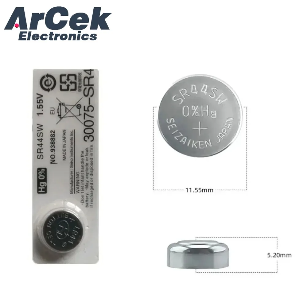 10PCS Original for Mitutoyo 1.55V SR44SW Digital Caliper SR44 Battery 938882 Silver Oxide Gauge Battery  Made in Japan