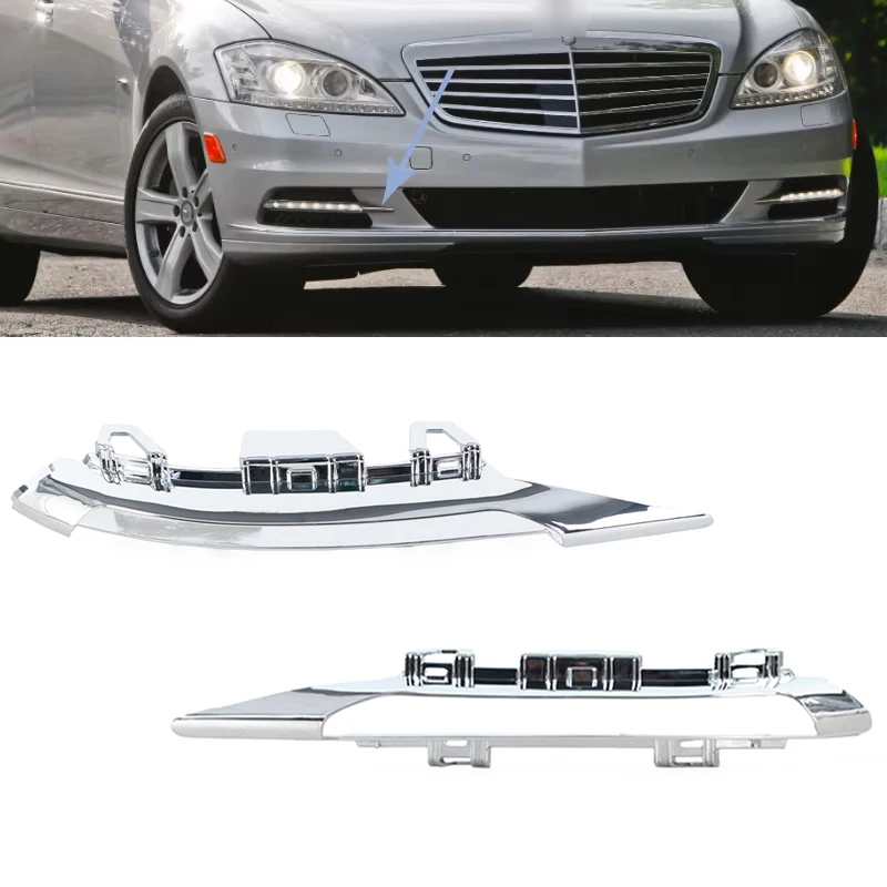 Car Front Bumper Chrome Trim  For Mercedes-Benz W221 S350 S400 S450 S550 S600 2005-2013 Daytime Running Lamp Fog Light Molding