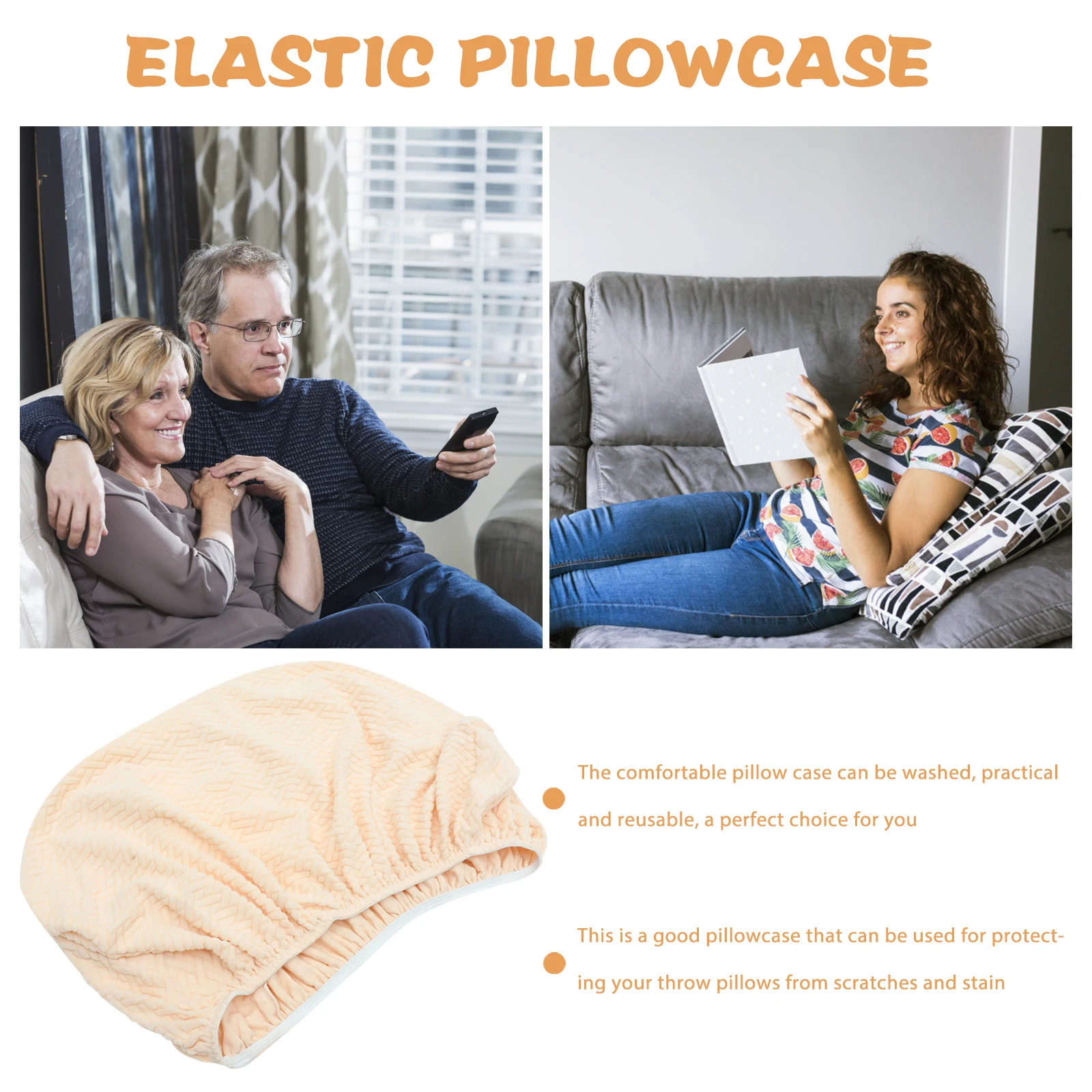 

Soft Pillowcase Square Pillow Cover Non-Deformed Comfortable Couch Pillowcase for Living Room Household Pillow Decor Accessory