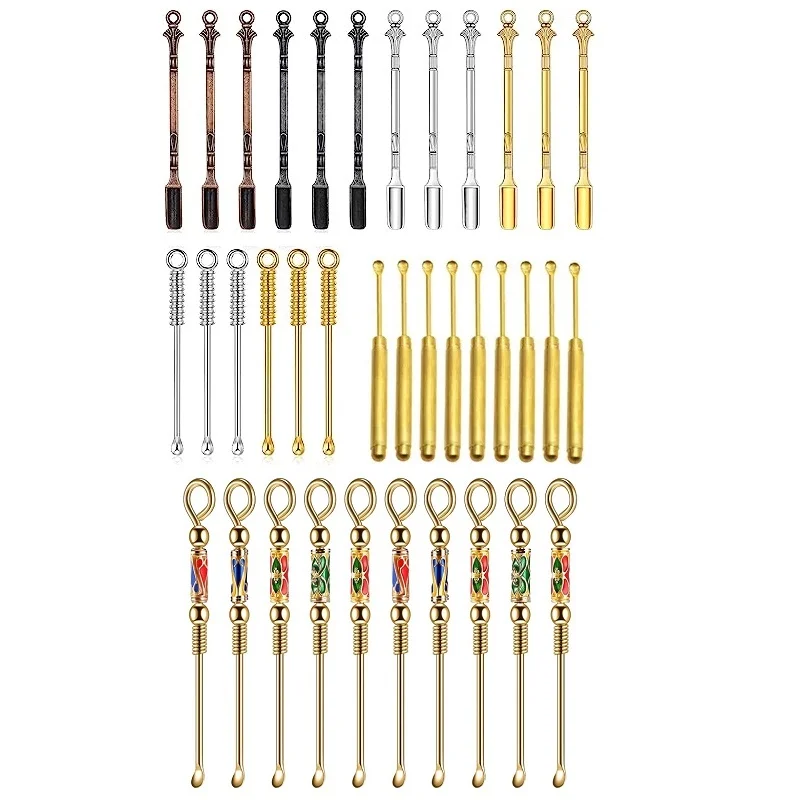 4 قطعة ملعقة معدنية صغيرة مع حلقة مفاتيح ذات جودة متينة بحجم الجيب ملعقة ملحقات التدخين أدوات رائعة