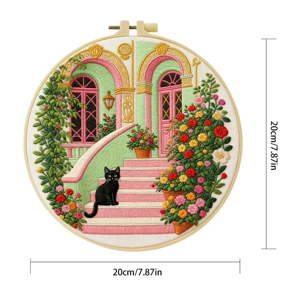 1 Stück 20X20CM/15X15CM 7,87/6,3 Zoll Tier - Katze Stickerei Starter-Kit DIY-Kit DIY-Stickerei-Set Handarbeiten Heimdekoration – Detail 4