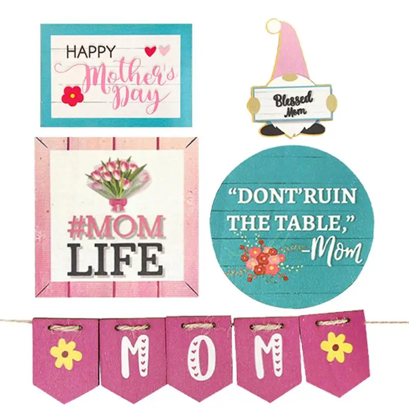 Tiered Tray Decor For Mother Wooden Tiered Tray Decor To Celebrate Mother's Day Reusable Centerpiece Commemorative Decorations