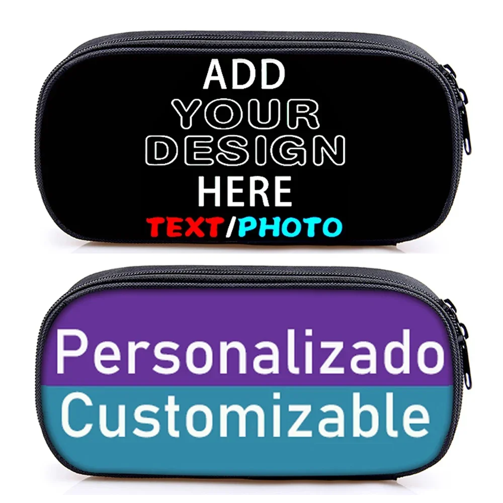 Custom Logo Photo Wallet Pencil Bag Personalized Text Name Image Pencil Box Stationary Bags Pen Storage Bag Gift