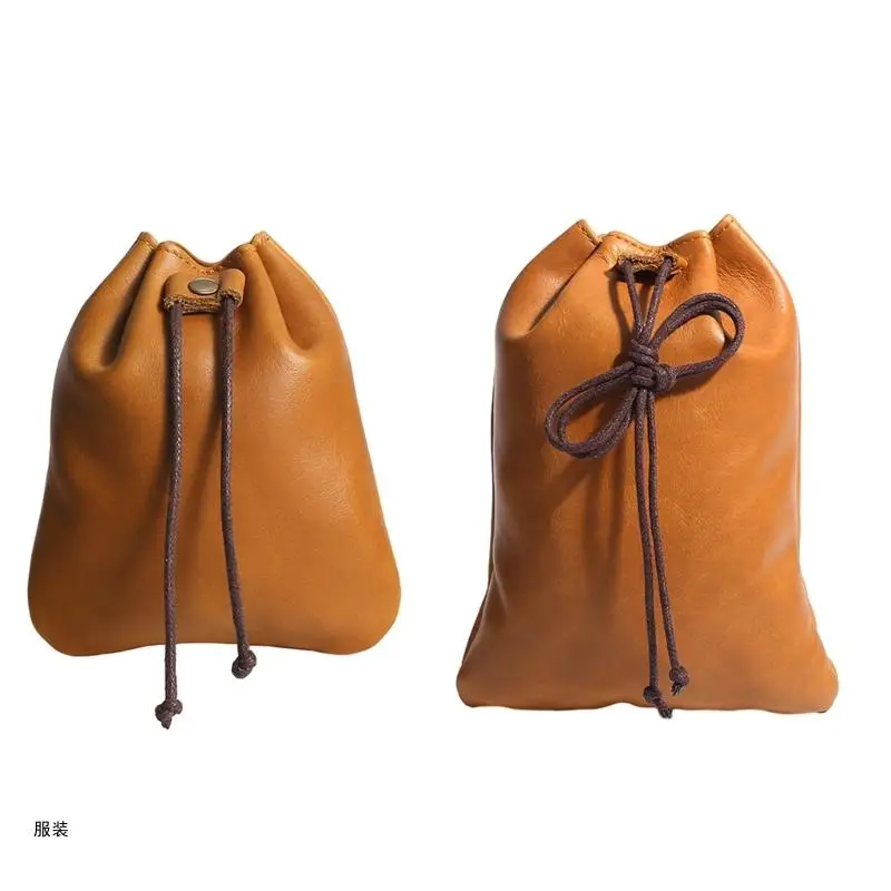 

D0UD Retro Handmade Coin Purse Drawstring Wallet Storage Bag for Women and Men