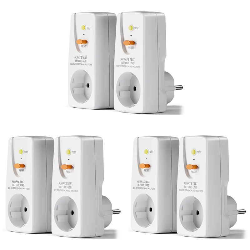 

A03F-6Pack 16A Gfci Leakage Protection Plug Rcd Socket Home Circuit Breaker Cutout Switch Personal Protection Plug EU Plug