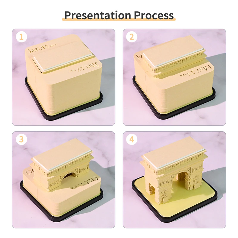 3D Tear-away Calendar Paper Carving Art Memo Pad Notepad Gift Christmas Time Piece Calendar 2026 Desk Calendar With LED Light