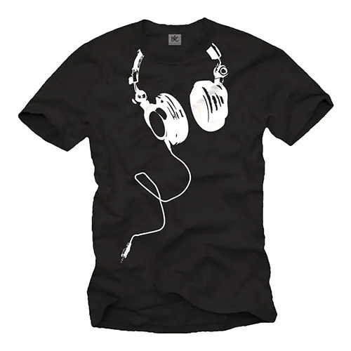 ELECTRO HOUSE MUSIC DJ MEN SHIRT WITH HEADPHONES - SHORT SLEEVE TECHNO CLUB TEE