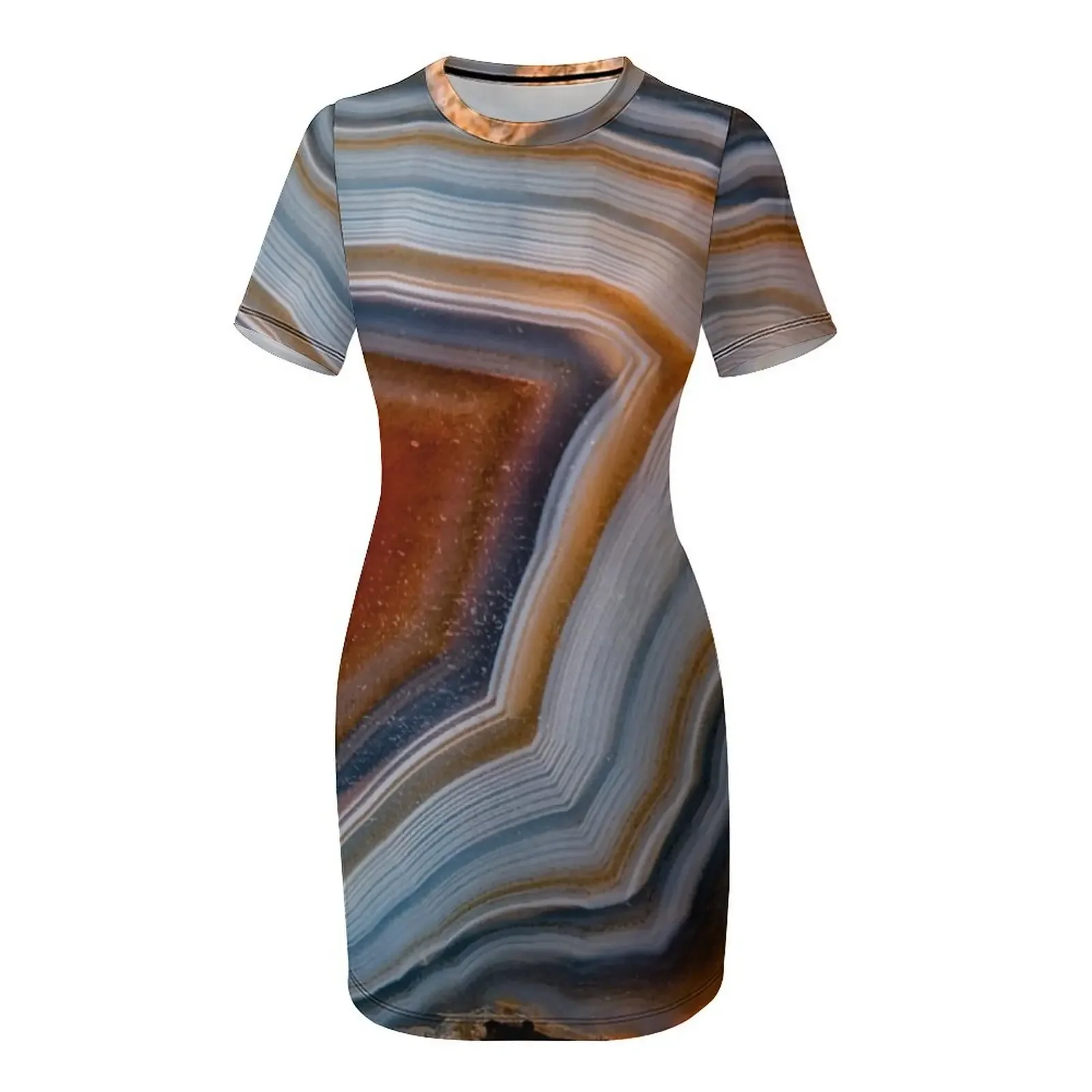 Vestido de manga curta geodo de ágata em camadas 3163, vestidos de aniversário para mulheres, vestido sexy