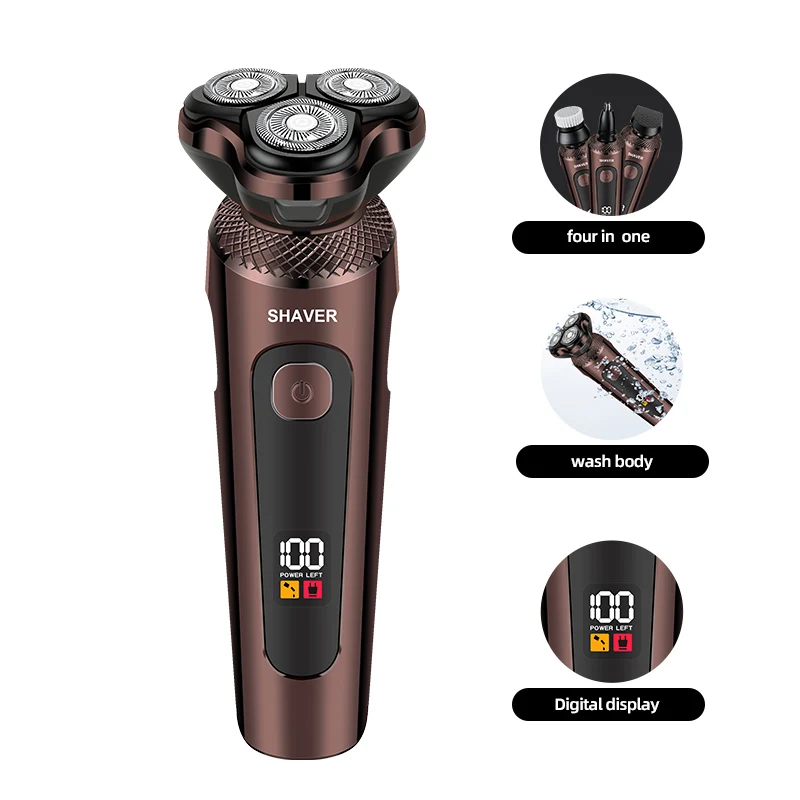 Barbeador elétrico recarregável masculino multifuncional premium, cabeça de aço inoxidável de alta qualidade ajustável para corpo, usb doméstico