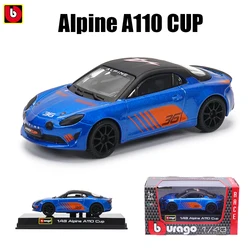 Bburago 1:43 ALPINE A110 CUP Alloy Luxury Vehicle Diecast Pull Back Cars Model Toy Collection Gift