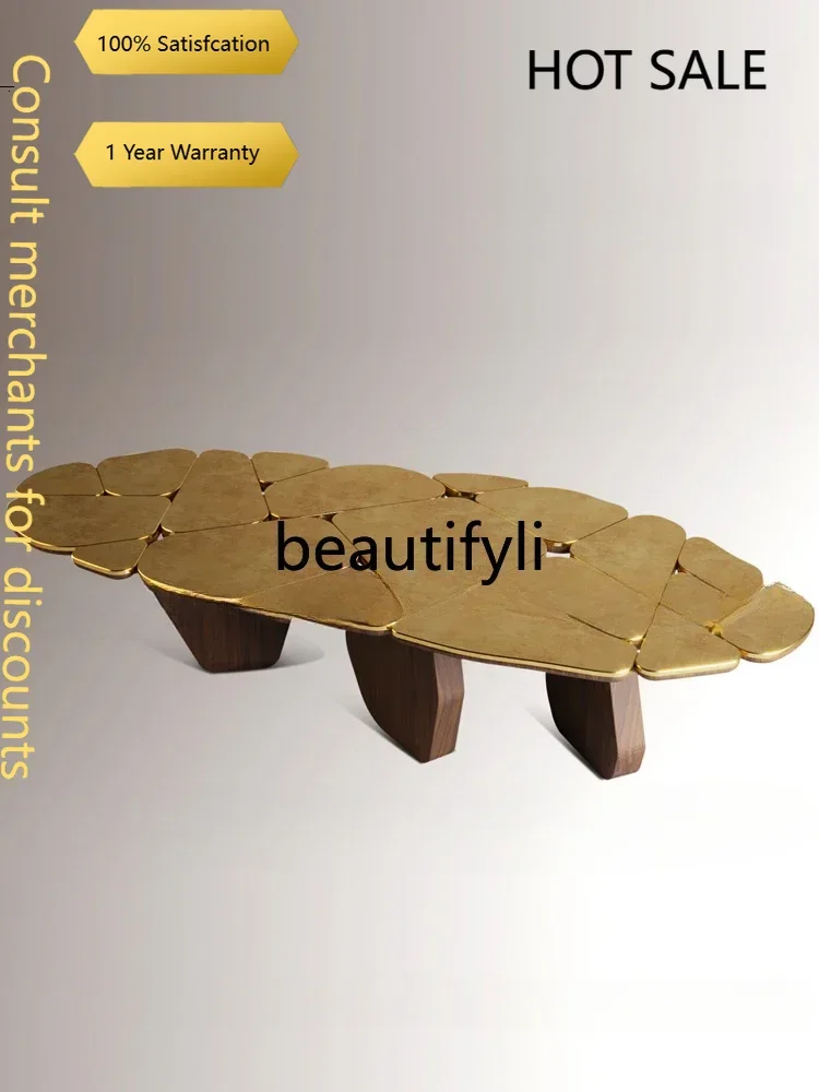 D5556  CIrregular special-shaped dining table, fashionable, hotel lobby decoration reception table, metal old 2.5 meters