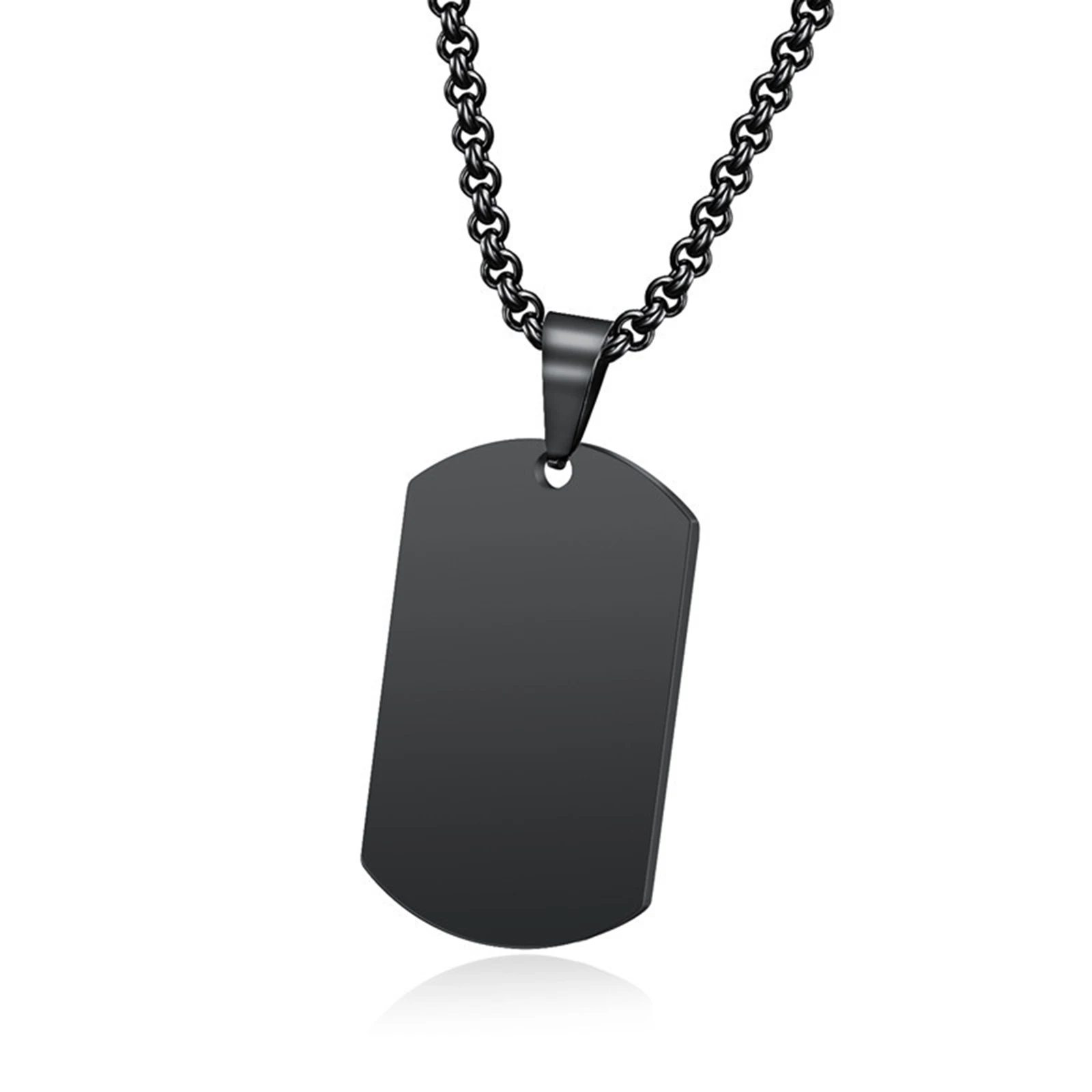 1 STÜCK 316L Edelstahl Anhänger Halskette Silber Gold Schwarz Farbe Blanko Erkennungsmarke Platte Armee Biker Kette Halskette Mann Frau 3 Größe