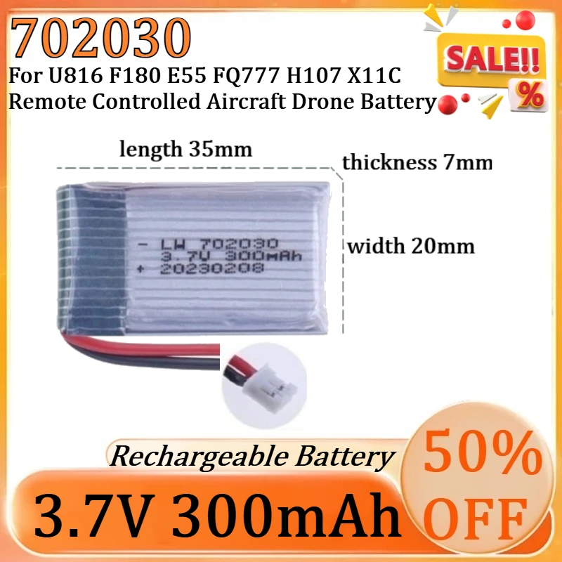 

3.7V 300mAH Lipo Battery For U816 F180 E55 FQ777 H107 X11C Remote Controlled Aircraft Drone Batteries UAV Batteria RC Palne