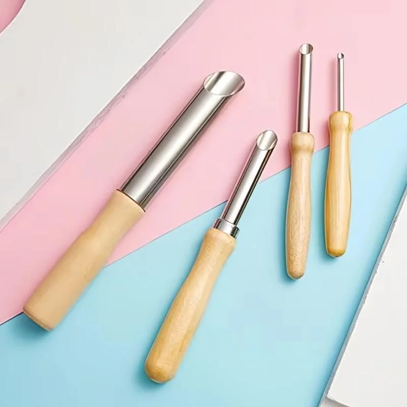 [YU]4Pcs Solid Wood Circular Hole Cutters Clay Sculpting Tools DIY Carving Sculpture Tools