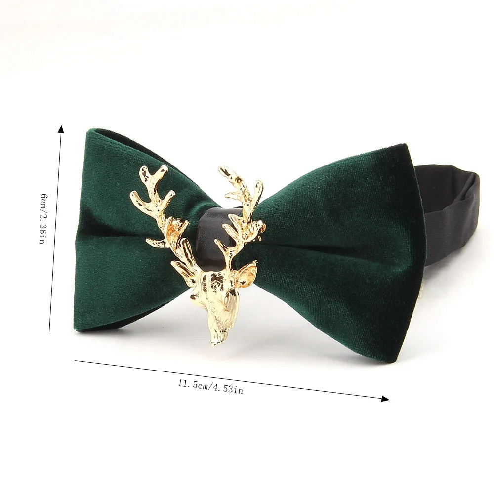 أنيق الرجال المخملية عيد الميلاد الرنة رئيس الزفاف ربطة القوس فيونكة العروة ، العصرية التجارة الخارجية مأدبة التلبيب زهرة #2