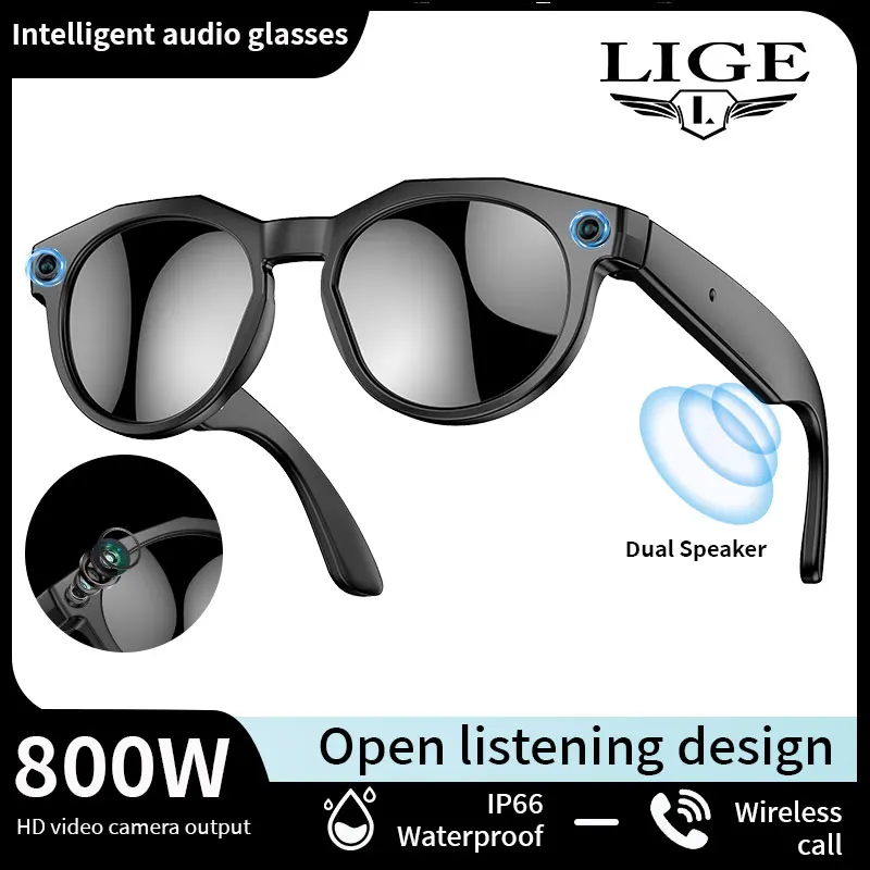 

LIGE New 4K HD AI Smart Glasses Men 800W Pixel Camera Bluetooth Call 4GB WIFI Transmission Voice Assistant Smart Glasses Women
