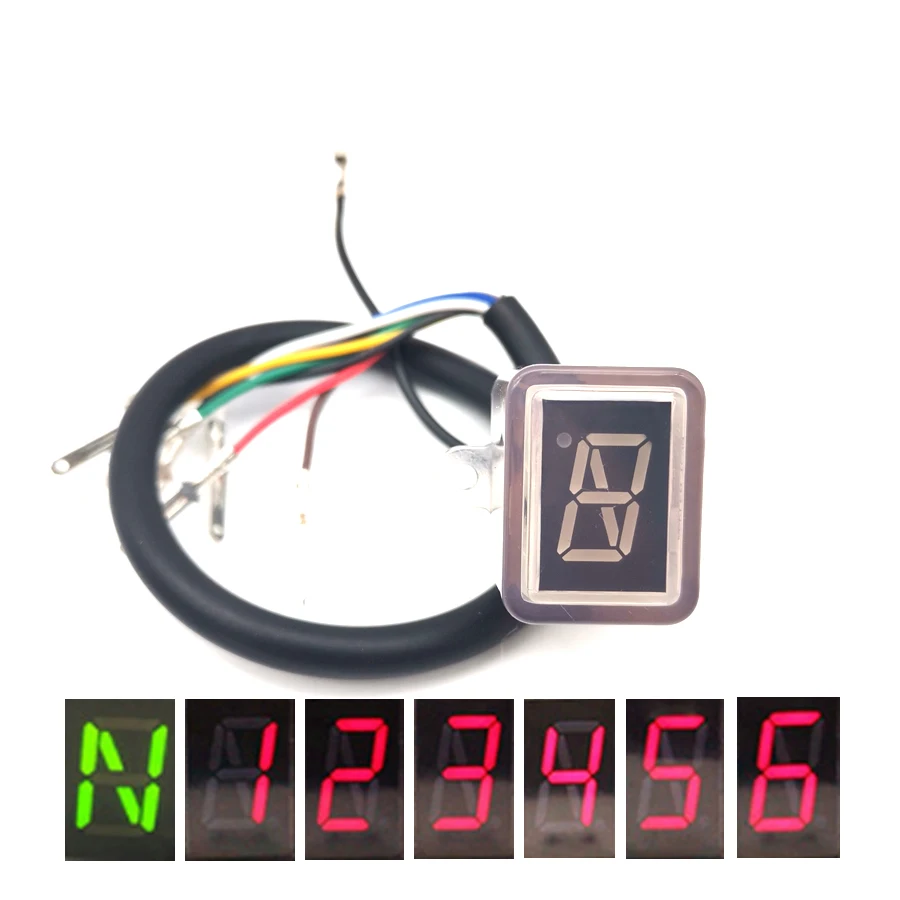 

Universal Motorcycle Gear Indicator 6 Speed N-6 Digital Red LED Display Shift Lever Sensor Waterproof