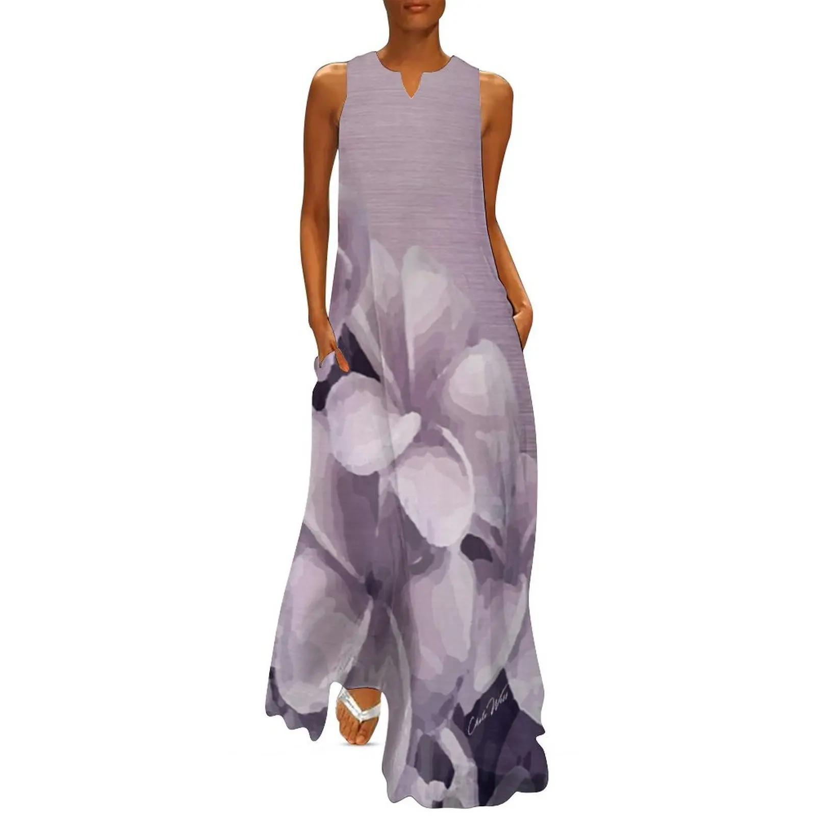 

Ombre Plumeria Long Dress loose summer dress women's evening dresses