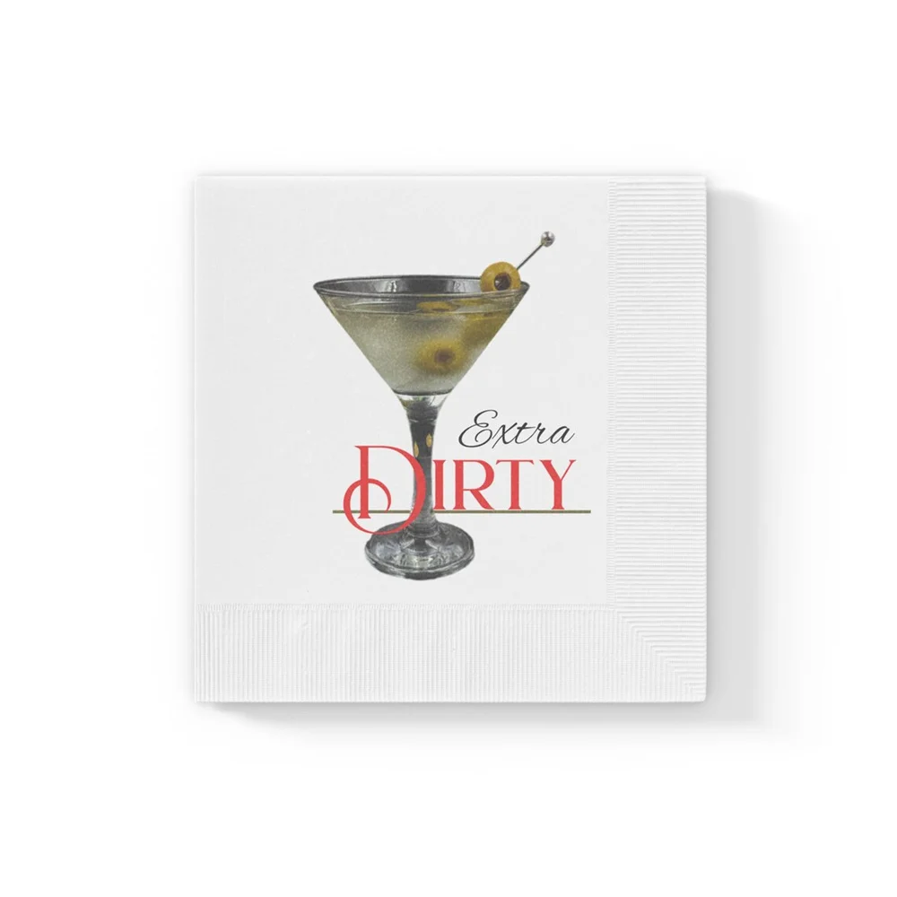 

50PCS Martini Paper Drink Cocktail Napkins Extra Dirty Martini Napkins Bachelor Bachelorette Party Decor Bar Cart Decor Martini