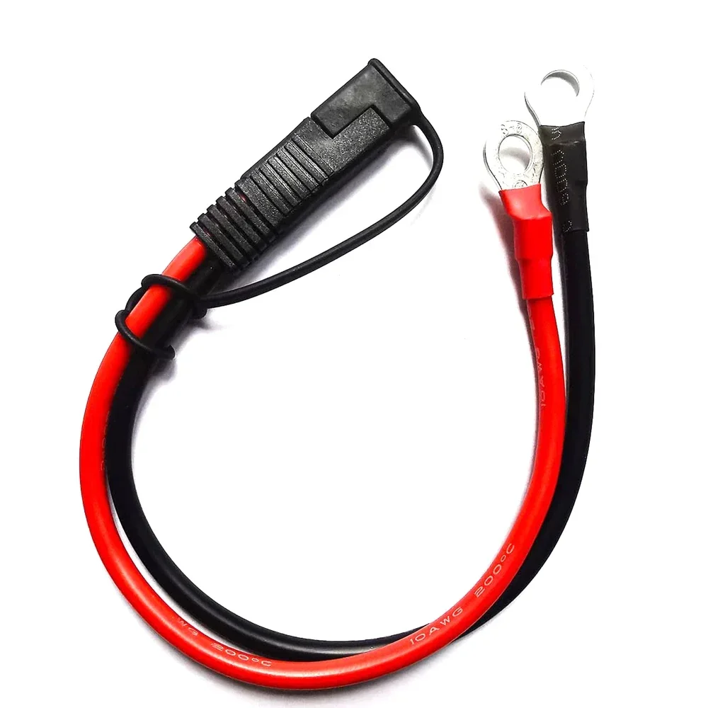 Battery Charging Cable SAE to O Ring Terminal Connectors Harness 10AWG 30cm Quick Disconnect SAE Cable for Motorcycles, Cars