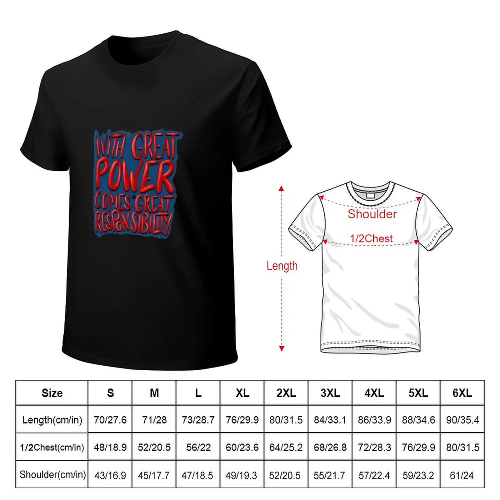 Power and Responsibility T-Shirt Daily Wear Plain Short Sleeve Shirt