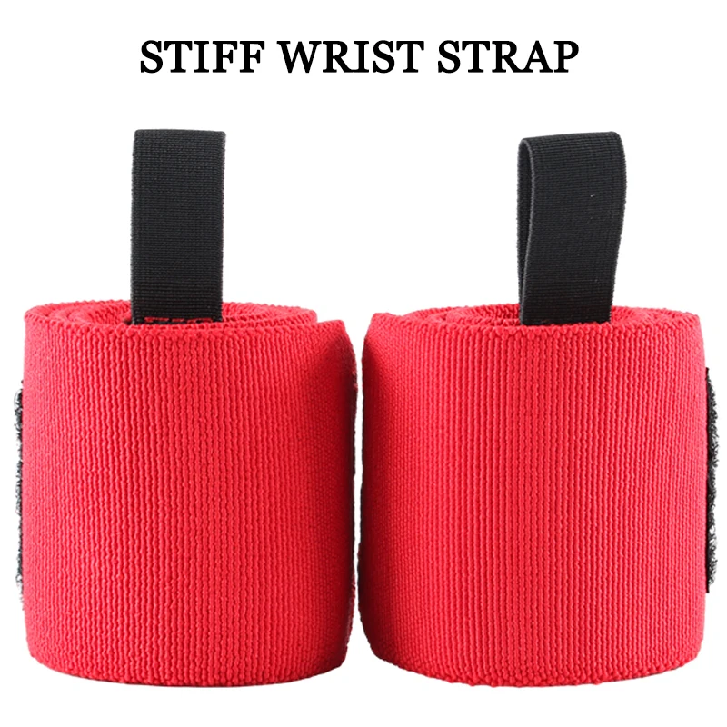 Stiff Wrist Strap for Weightlifting, Red Nylon, Powerlifting Wrist Wraps, Strength Training, Padded Sport Safety, 1Pair